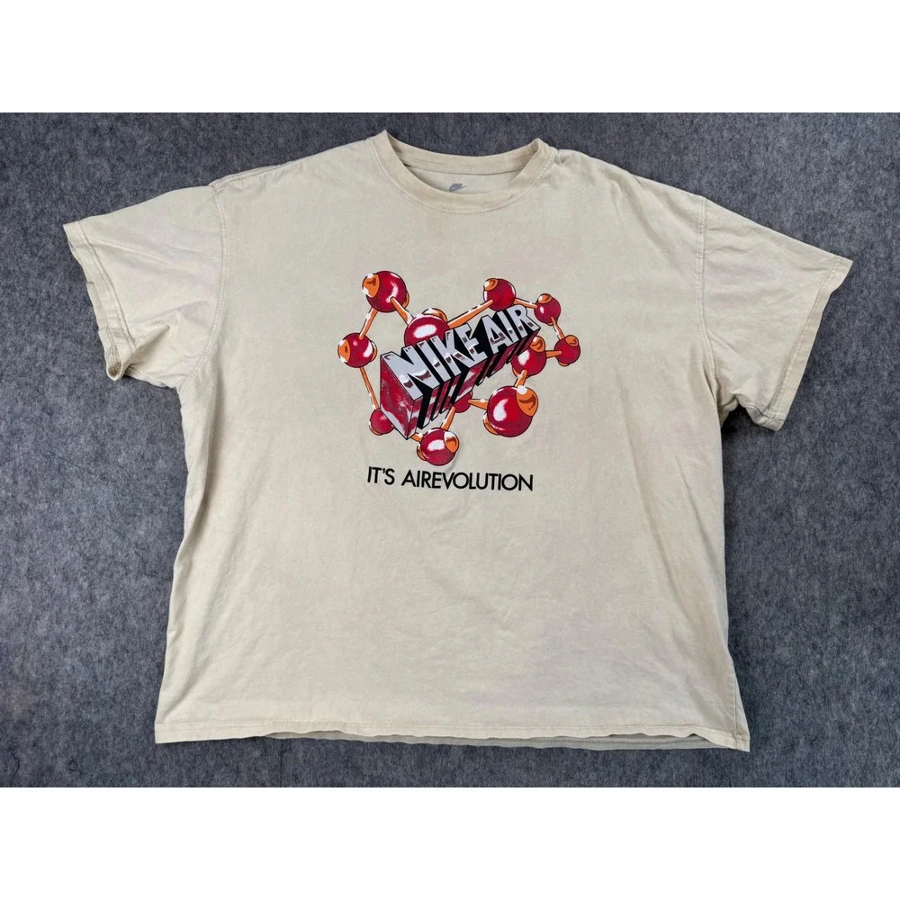 Nike Air Mens XXL Tan Airevolution Graphic T-Shirt Loose Fit Short Sleeve Tee